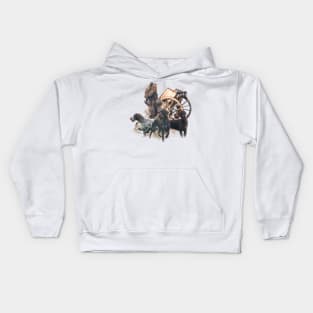 German Wirehaired Pointer hunting pheasant Kids Hoodie